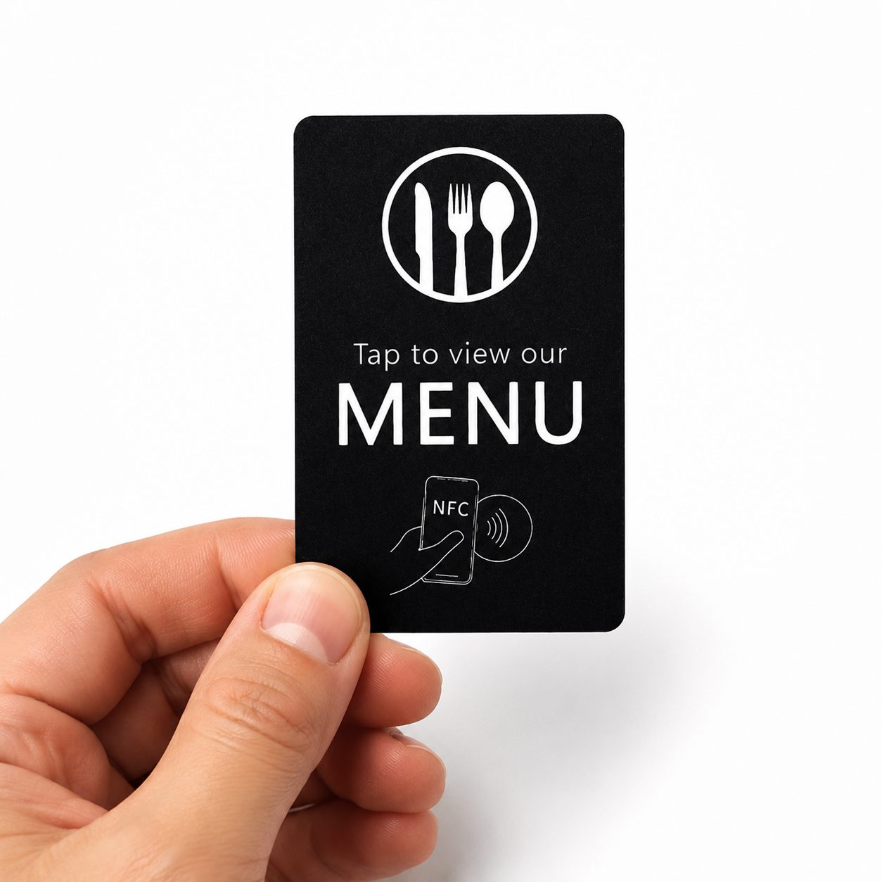 Repliant Arc Target Tap Menu Card — tap side, tap to view the menu with NFC